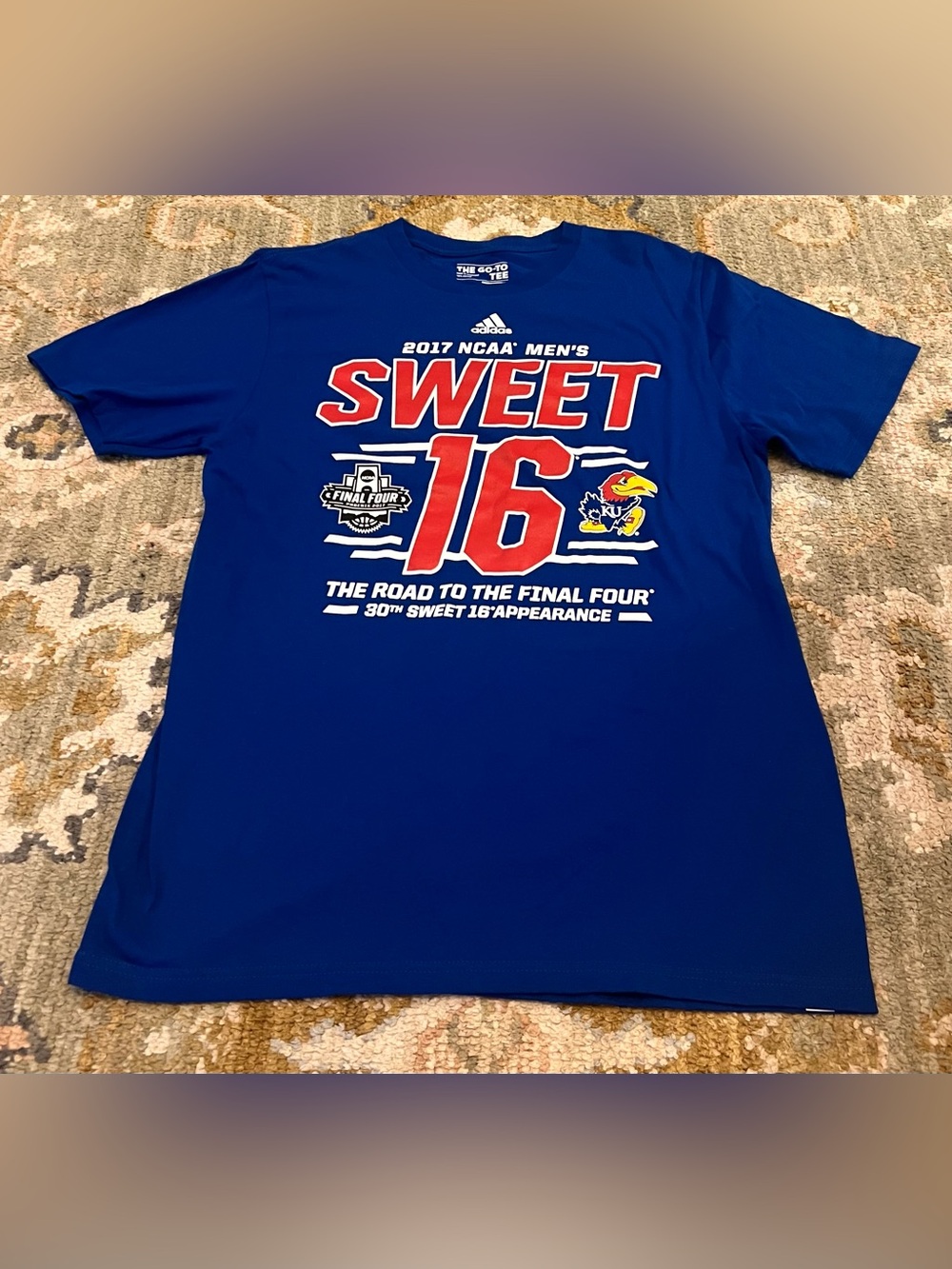 Kansas Jayhawks Adidas 2017 Sweet Sixteen Shirt Men’s Size Medium Color Blue
